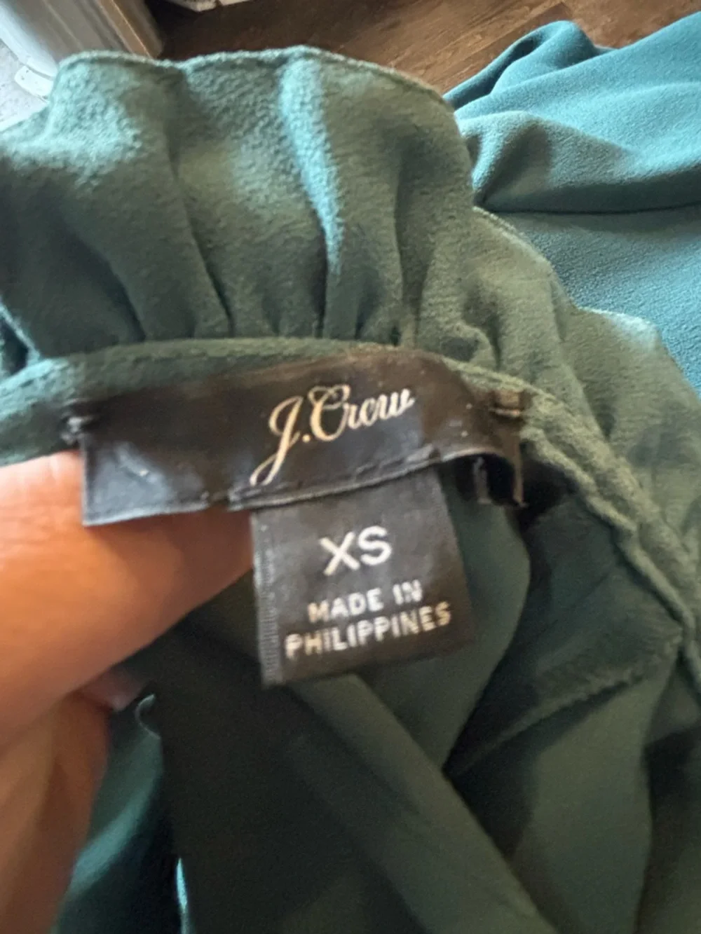 J Crew Womens Dark Green Ruffle Mock Neck Long Sleeve Blouse